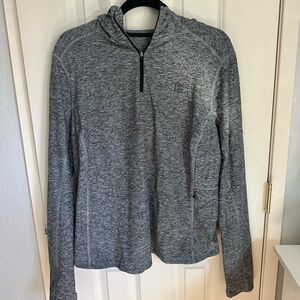 Women’s Gray Quarter-Zip Hooded Sweater